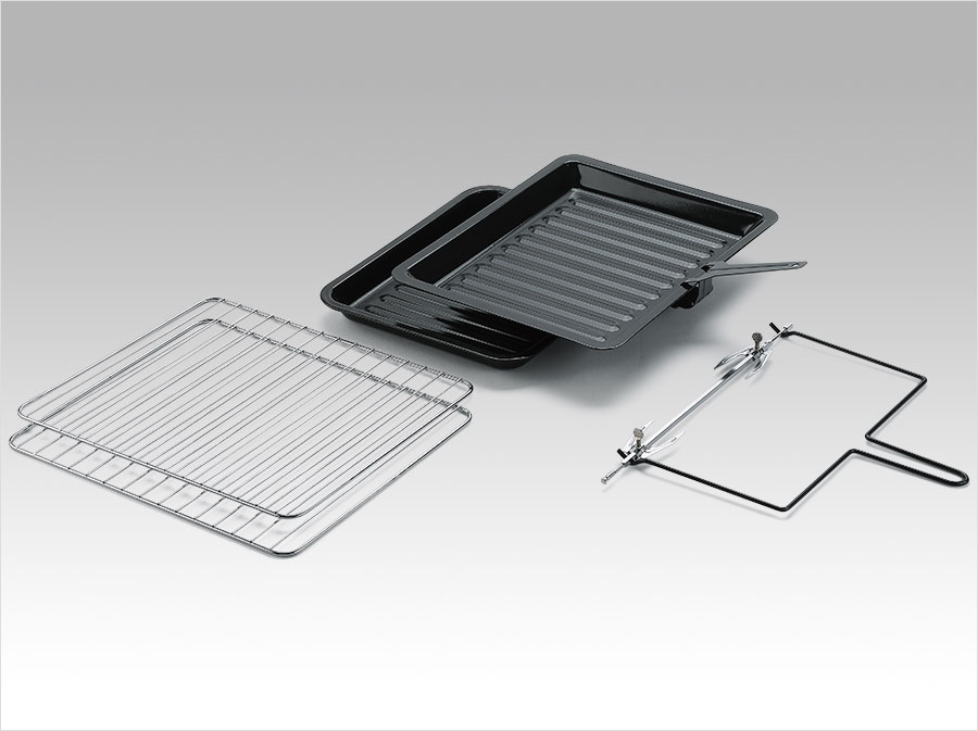 黑眼睛廣告為漢美馳拍攝的電轉(zhuǎn)大容量臺式烤箱實物圖-配件